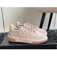 Stylish Chanel Wool Cloth Sneakers G46011 Pale Pink 1017069