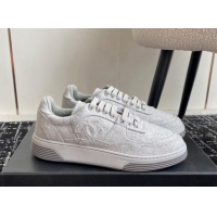 Top Grade Chanel Wool Cloth Sneakers G46011 Light Grey 1017071