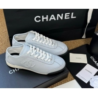 Good Looking Chanel Calfskin Sneakers Pale Blue 1017078