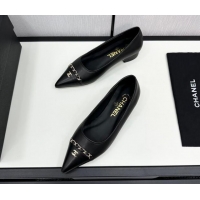 Popular Style Chanel Lambskin Pointed Pumps with Chain Black 1017079