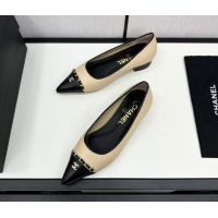 Trendy Design Chanel Lambskin Pointed Pumps with Chain Beige 1017080