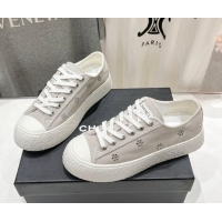 Big Discount Chanel Canvas Platform Sneakers with Strass Bloom Grey 1017113