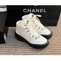 Buy Luxury Chanel Coco Neige Fabric and Calfskin Snow Sneakers 5cm G45337 White/Black 1017114