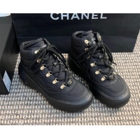 Lowest Price Chanel Coco Neige Fabric and Calfskin Snow Sneakers 5cm G45337 Black 1017115