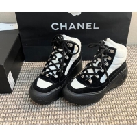 Buy Discount Chanel Coco Neige Wool and Suede Snow Sneakers 5cm G45337 White/Black 1017116