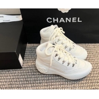 Classic Chanel Coco Neige Wool and Suede Snow Sneakers 5cm G45337 White 1017117