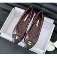 Good Looking Chanel Ballet Flats in Calfskin & Lambskin G45879 Black/Burgundy