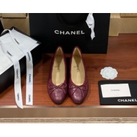 Shop Cheap Chanel Quilted Lambskin Classic Ballerinas Burgundy 111201