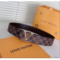 Grade Inexpensive Louis Vuitton Mens Belt 4cm with LV Buckle 0510 Damier Ebene 2024