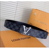 Super Quality Louis Vuitton Mens Belt 4cm with LV Buckle 0510 Damier Graphite 2024