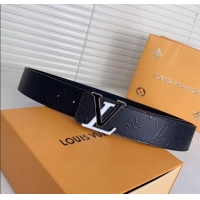 Affordable Price Louis Vuitton Mens Belt 4cm with LV Buckle Perforated Leather 0510 Black 2024