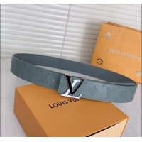 ​Best Price Louis Vuitton Mens Belt 4cm with LV Buckle Monogram Leather 0510 Grey 2024