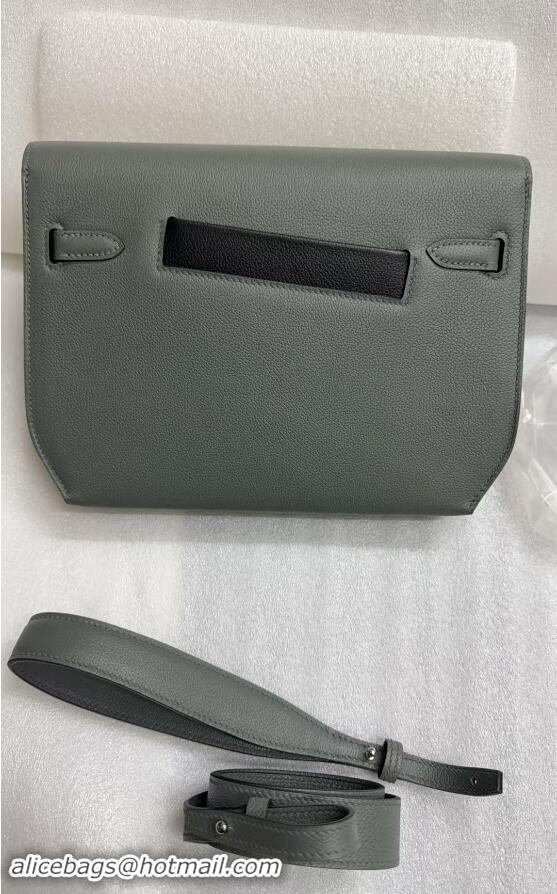 Top Design Hermes Kelly Epsom Leather Depeches Canonical HE8740 Dark Green