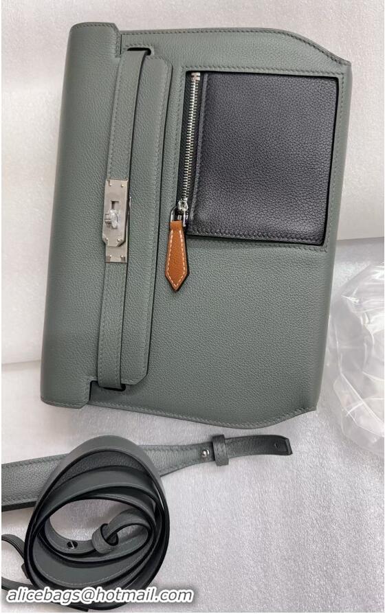 Top Design Hermes Kelly Epsom Leather Depeches Canonical HE8740 Dark Green