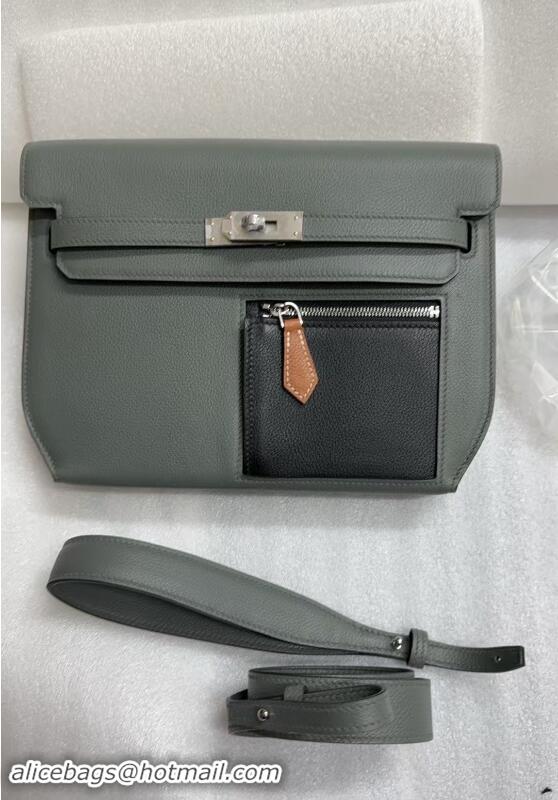 Top Design Hermes Kelly Epsom Leather Depeches Canonical HE8740 Dark Green