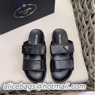 Grade Promotional Prada Leather Strap Sandals PA3129 Black