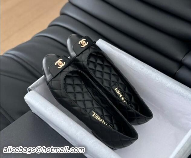 Best Price Chanel Ballet Flats in Calfskin & Lambskin G45879 Black 111924