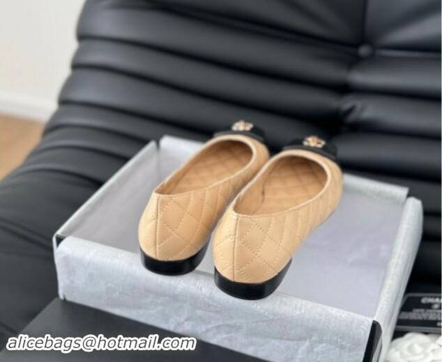 Good Looking Chanel Ballet Flats in Calfskin & Lambskin G45879 Black/Beige 111925