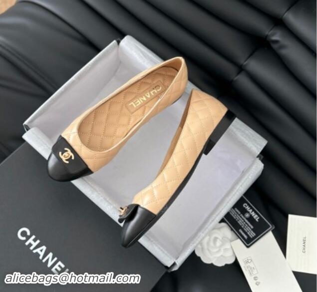 Good Looking Chanel Ballet Flats in Calfskin & Lambskin G45879 Black/Beige 111925