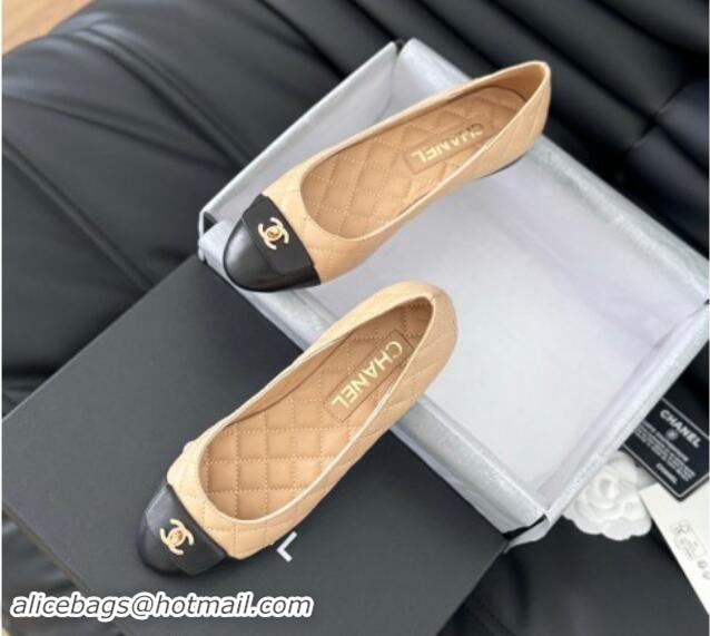 Good Looking Chanel Ballet Flats in Calfskin & Lambskin G45879 Black/Beige 111925