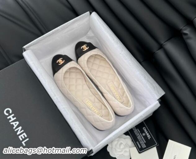 Good Quality Chanel Ballet Flats in Calfskin & Lambskin G45879 White/Black 111926