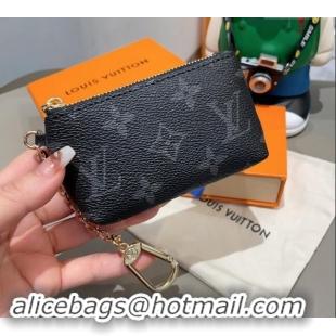 Good Quality Louis Vuitton Monogram Key Pouch 1129 Black 2024