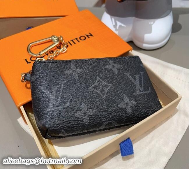 Good Quality Louis Vuitton Monogram Key Pouch 1129 Black 2024