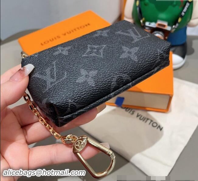 Good Quality Louis Vuitton Monogram Key Pouch 1129 Black 2024