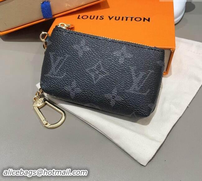 Good Quality Louis Vuitton Monogram Key Pouch 1129 Black 2024