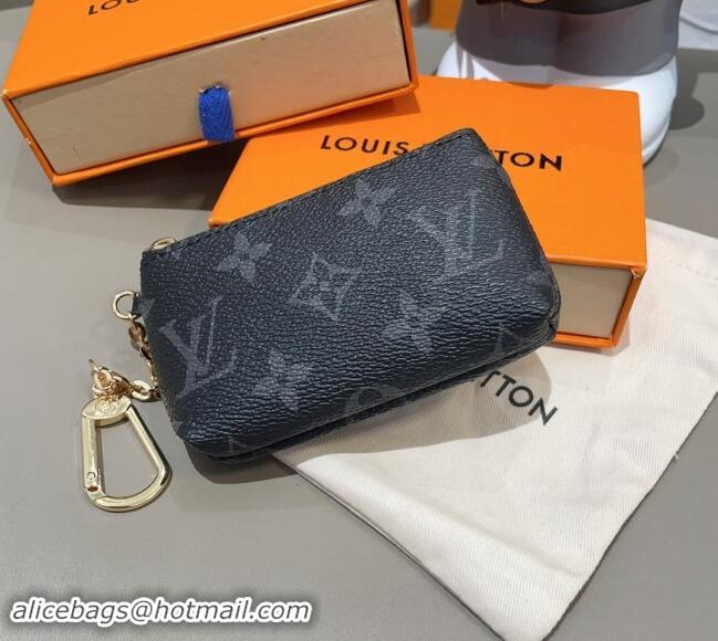 Good Quality Louis Vuitton Monogram Key Pouch 1129 Black 2024