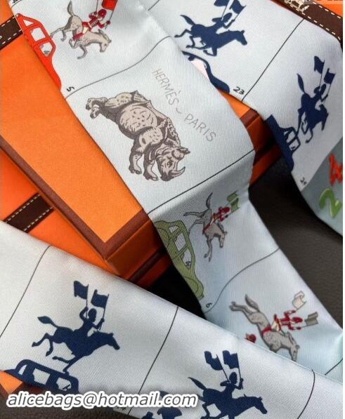 Top Design Hermes Twilly Silk Bandeau Scarf 5x86cm 1128 Light Grey 2024