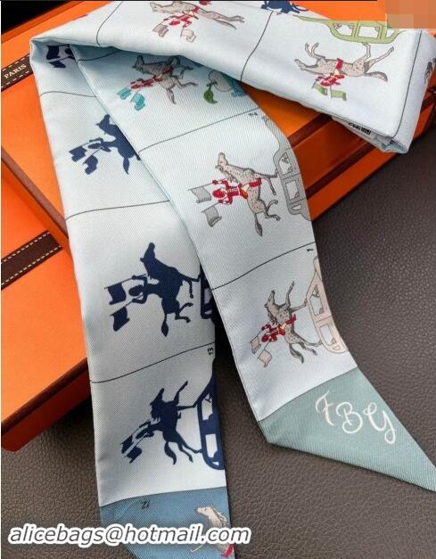 Top Design Hermes Twilly Silk Bandeau Scarf 5x86cm 1128 Light Grey 2024