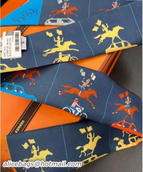 Trendy Design Hermes Twilly Silk Bandeau Scarf 5x86cm 1128 Dark Blue 2024