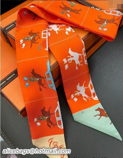 Top Design Hermes Twilly Silk Bandeau Scarf 5x86cm 1128 Orange 2024