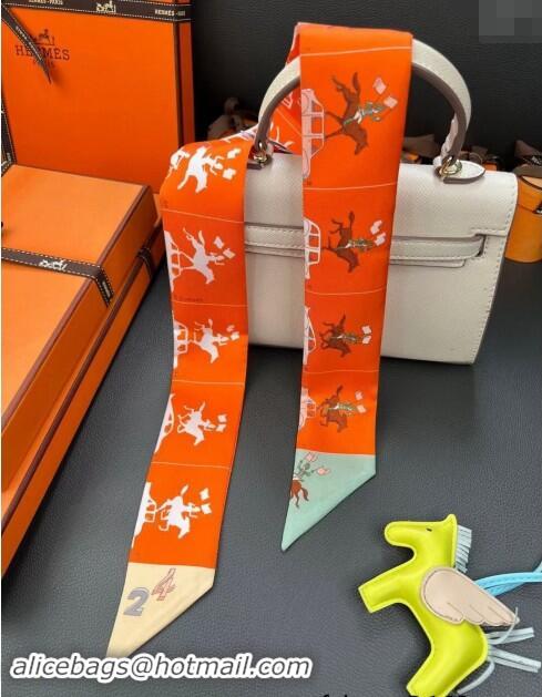 Top Design Hermes Twilly Silk Bandeau Scarf 5x86cm 1128 Orange 2024