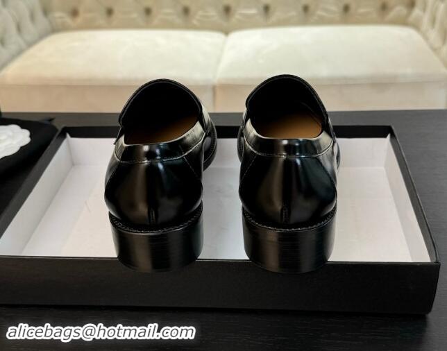 New Style Chanel Shiny Calfskin Loafers with Circle CC Black 1120019