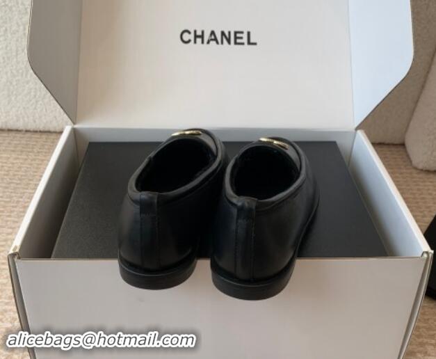 Most Popular Chanel Calfskin & Shearling Wool Loafers Flat Black 1120024