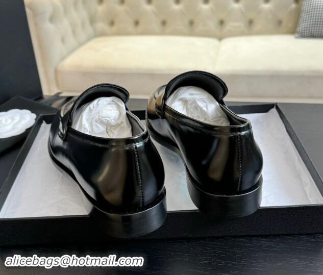 Low Price Chanel Shiny Calfskin Loafers Flat Black 120027