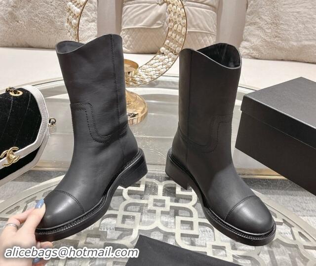 Perfect Chanel Matte Calfskin Ankle Boots with Side CC Black 1120038