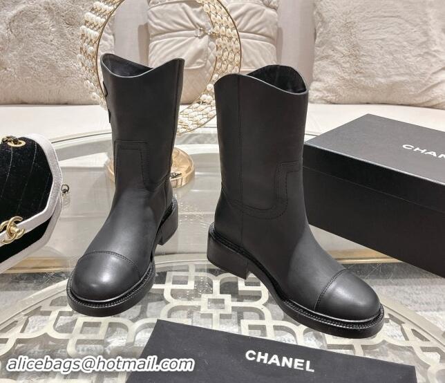 Perfect Chanel Matte Calfskin Ankle Boots with Side CC Black 1120038