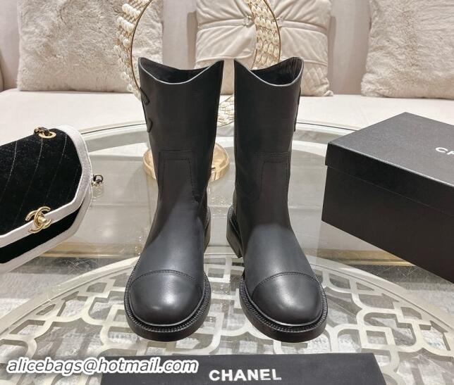 Perfect Chanel Matte Calfskin Ankle Boots with Side CC Black 1120038