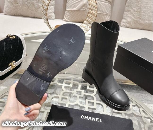 Perfect Chanel Matte Calfskin Ankle Boots with Side CC Black 1120038