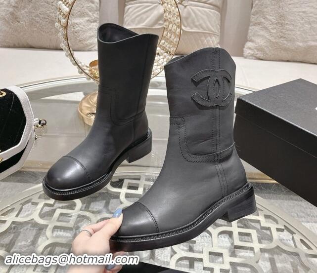 Perfect Chanel Matte Calfskin Ankle Boots with Side CC Black 1120038