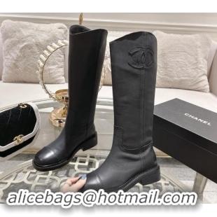 Funny Chanel Matte Calfskin Medium Boots 4cm with Side CC Black 1120041