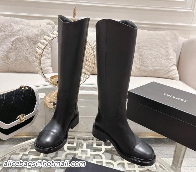 Funny Chanel Matte Calfskin Medium Boots 4cm with Side CC Black 1120041