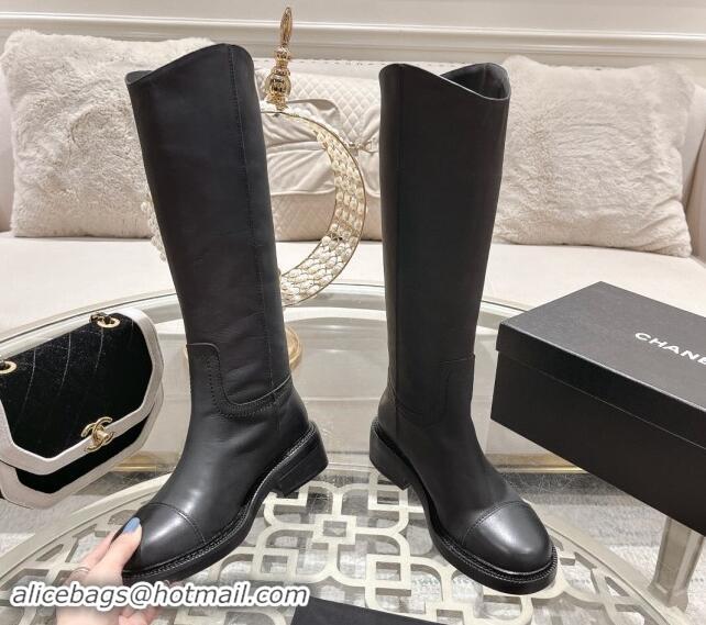 Funny Chanel Matte Calfskin Medium Boots 4cm with Side CC Black 1120041