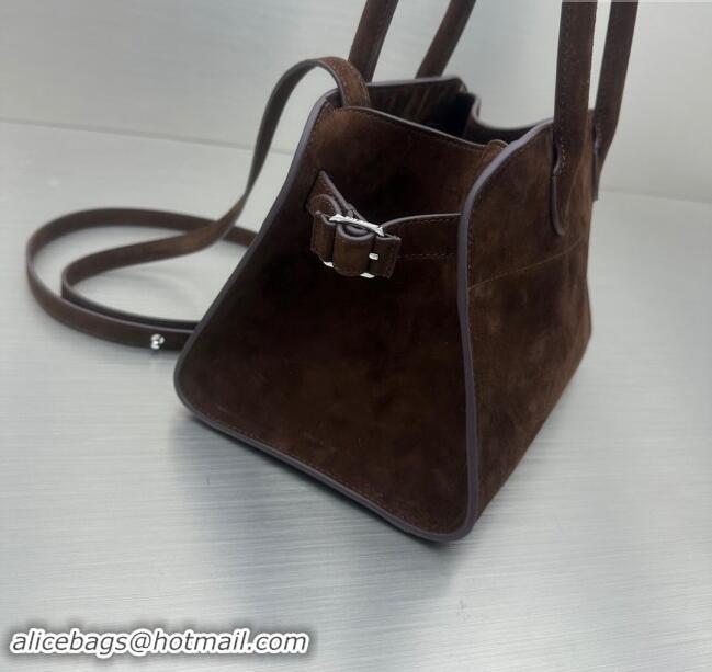 Good Discount The Row Soft Margaux 10 Bag in Suede 1831 Dark Brown 2023