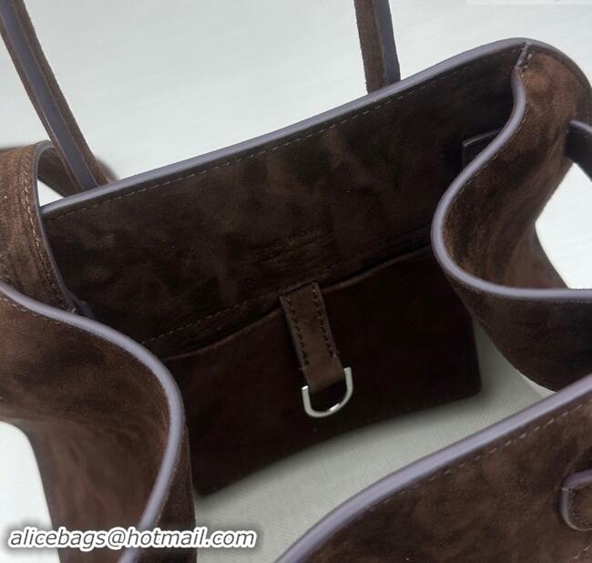 Good Discount The Row Soft Margaux 10 Bag in Suede 1831 Dark Brown 2023