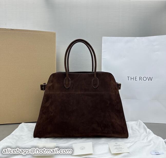 Best Price The Row Soft Margaux 15 Bag in Suede 1831 Dark Brown 2023