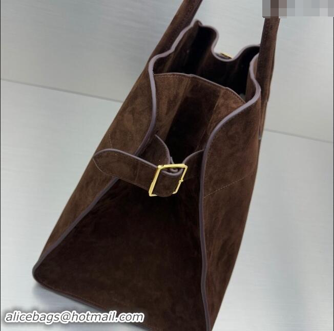 Best Price The Row Soft Margaux 15 Bag in Suede 1831 Dark Brown 2023